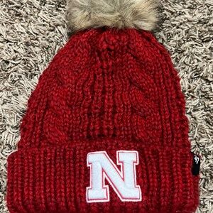 Nebraska Huskers 47 Brand Red Knit Beanie with Pom-Pom